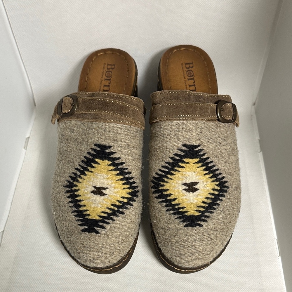 Born Leather and Wool Aztec Pattern Platform Clog… - image 8